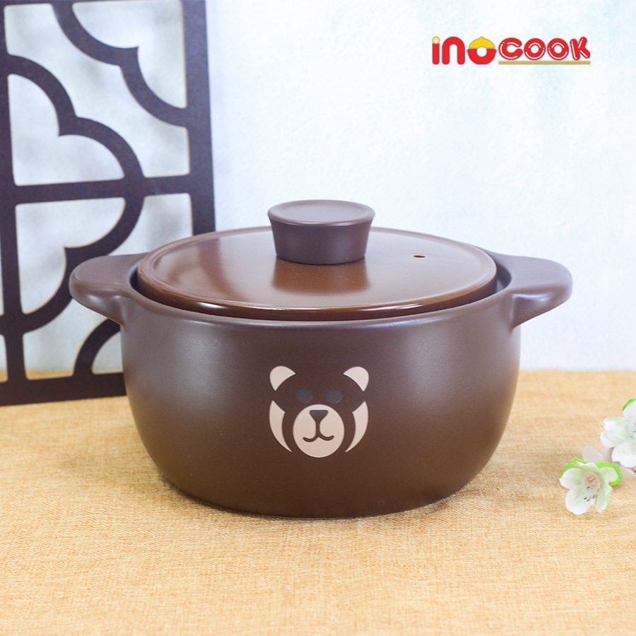 Nồi Hầm Gốm Sứ Hàn Quốc Hình Gấu Nâu INOcook INO012024